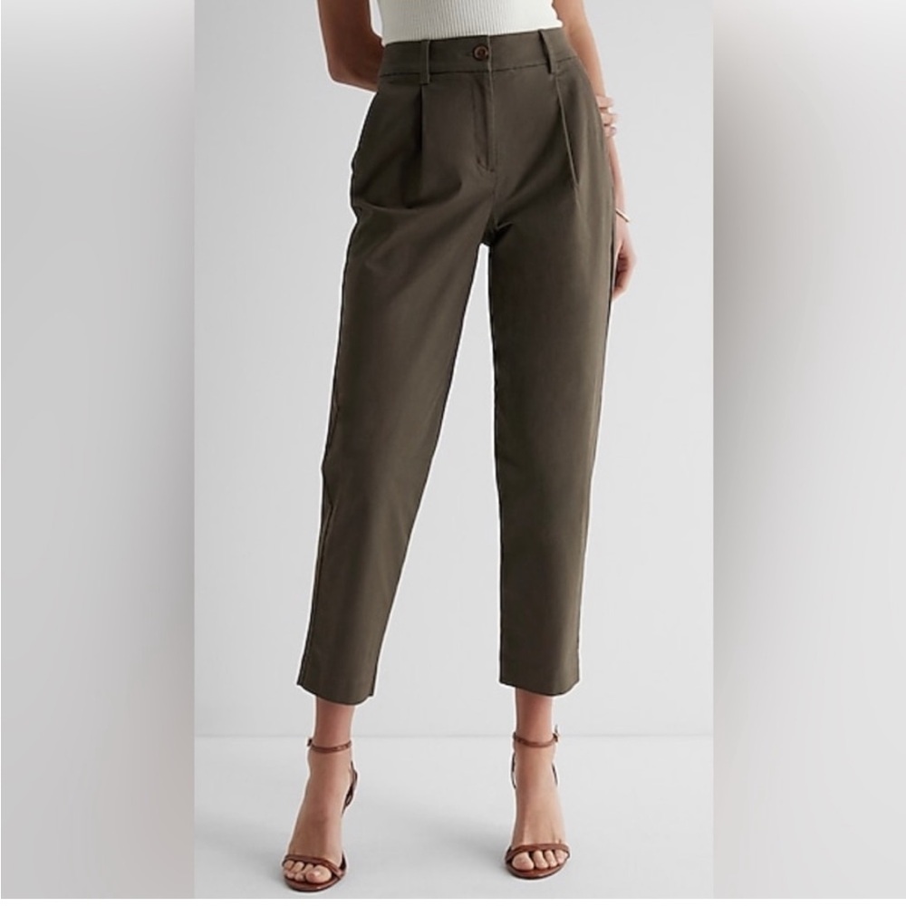 Express- HIGH WAISTED PLEATED ANKLE CHINO PANT